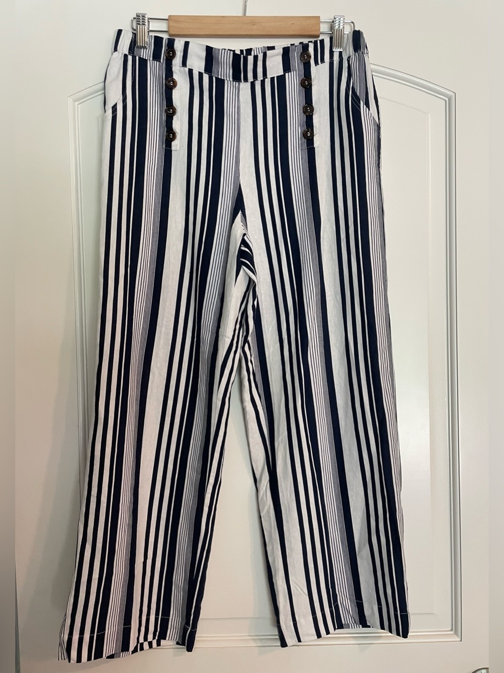Cynthia Rowley Navy and White Vertical Stripe Women’s Wide Leg Palazzo Pants